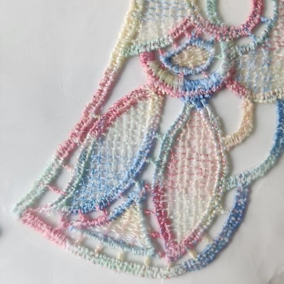 Vintage JACLYN Lace Collar Embroidery Applique Neck Detail Rainbow Sewing Floral - Picture 12 of 16
